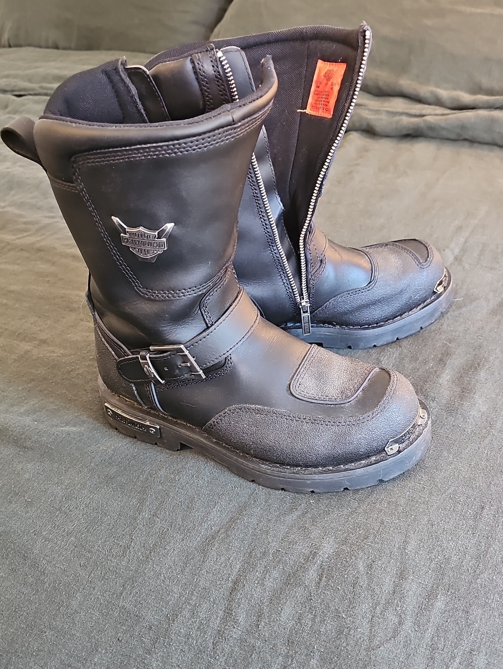 Harley Davidson D95115 Shift Engineer Zip Black Motorcycle Boots Mens 8M